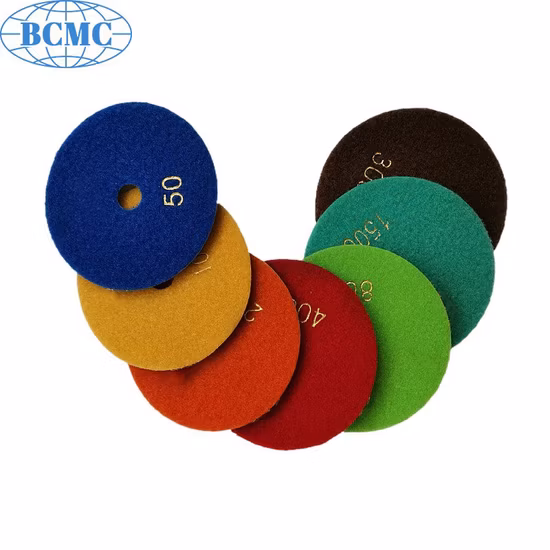 Bcmc 4/5/6 인치 다이아몬드 연마 패드 습식 건식 7 조각 드릴 그라인더 폴리 셔 화강암 대리석 석영 용 폴란드어 패드 키트